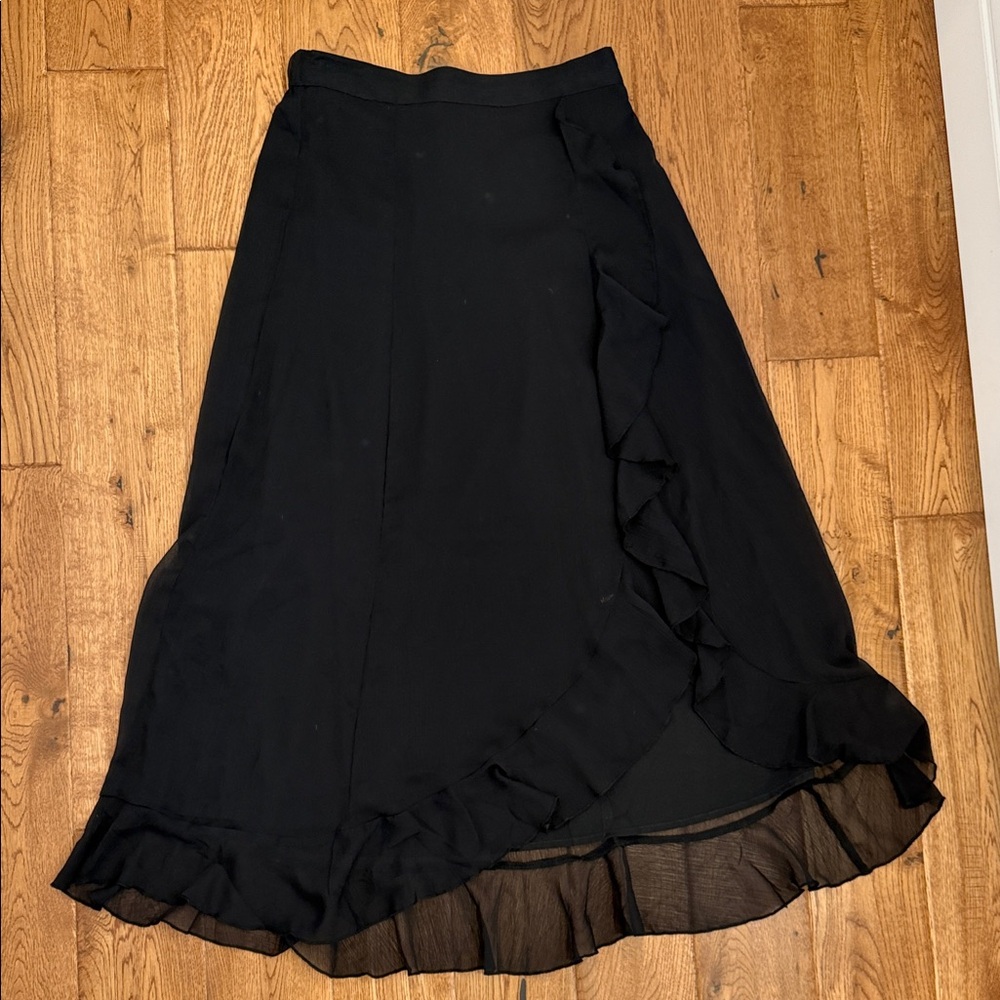 Old Navy Black Ruffle-Trim Midi Skirt